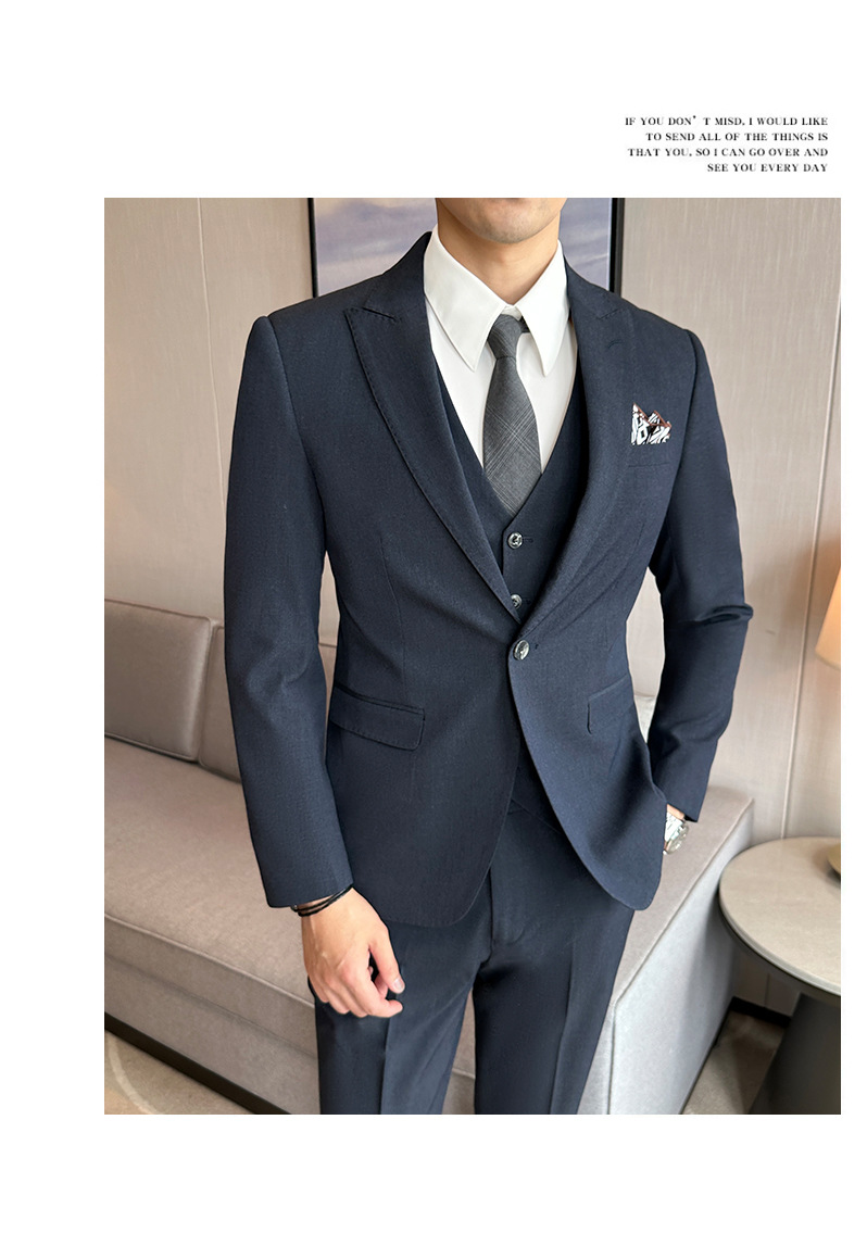 Moderner Herren Anzug 3-teiliges Business Set Sakko Weste Hose_voghion.com