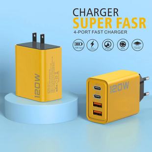 120W Dual Pd+ Dual USB Charger Suitable for Apple 15 Huawei Mobile Phone Dual Typec Smart Fast Charging Charging Head