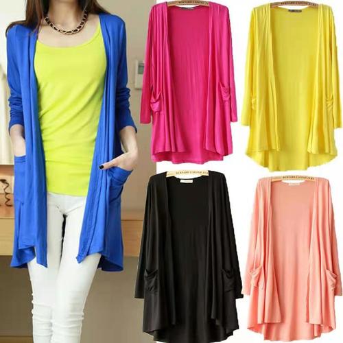 Modal Sunscreen Open Cardigan Women's Summer Thin Long Sleeve Shawl Jacket Medium Long Length Slimming Outerwear Casual Jacket