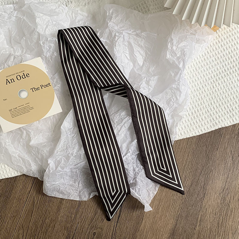 Bufanda de seda, banda larga, sensación de alta calidad, serpentina de rayas verticales de doble cara, bufanda de todo fósforo, diadema, cinturón decorativo, cinturón, cinta