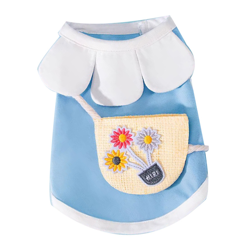 Gato primavera y verano chaleco de flores de sol gatito collar pétalos de flores ropa de dos patas para mascotas de verano transpirable