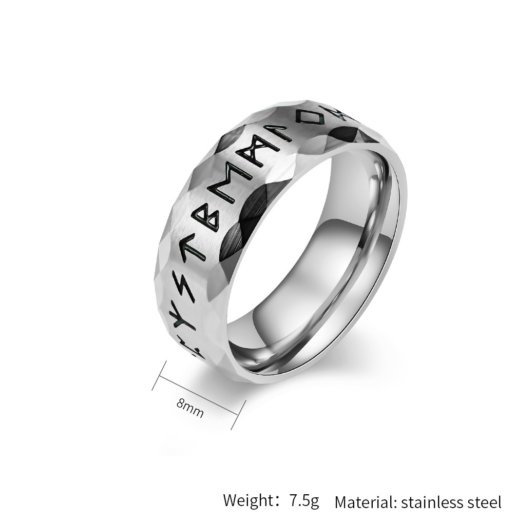 Title 1, Anillo de titanio para hombre con texto vikingo...