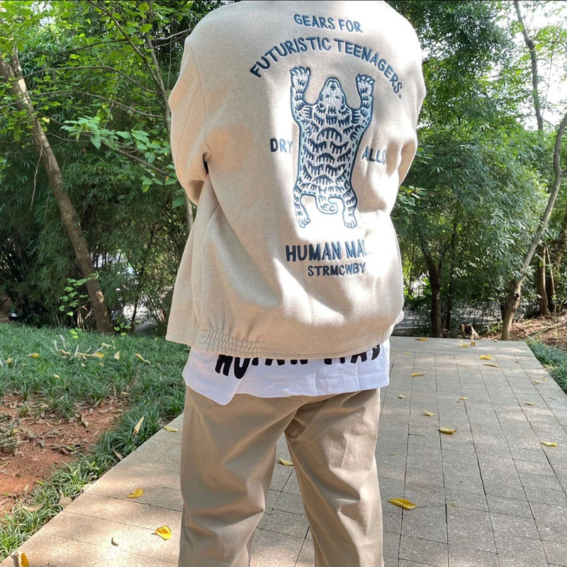 Foreign Trade In-Stock Humm Polar Bear Pocket Woolen Jacket Embroidered Top Jacket with Fine Workmanship In-Stock Couple Style Foreign Trade In-Stock Humm Polar Bear Pocket Woolen Jacket Embroidered Top Jacket with Fine Workmanship In-Stock Couple Style