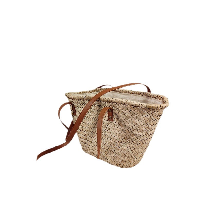Cross-Border Straw Woven Bag Ins Style Handmade Crossbody Bag Beach Vacation Tote Large Capacity Women's Handbag - Thumbnail 5