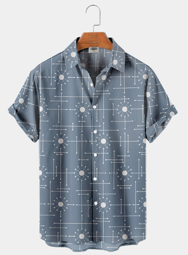 Trend de moda para hombres transfronterizos Camisa de manga corta hawaiana Camisa estampada digital 3D Transfronteriza Amazon