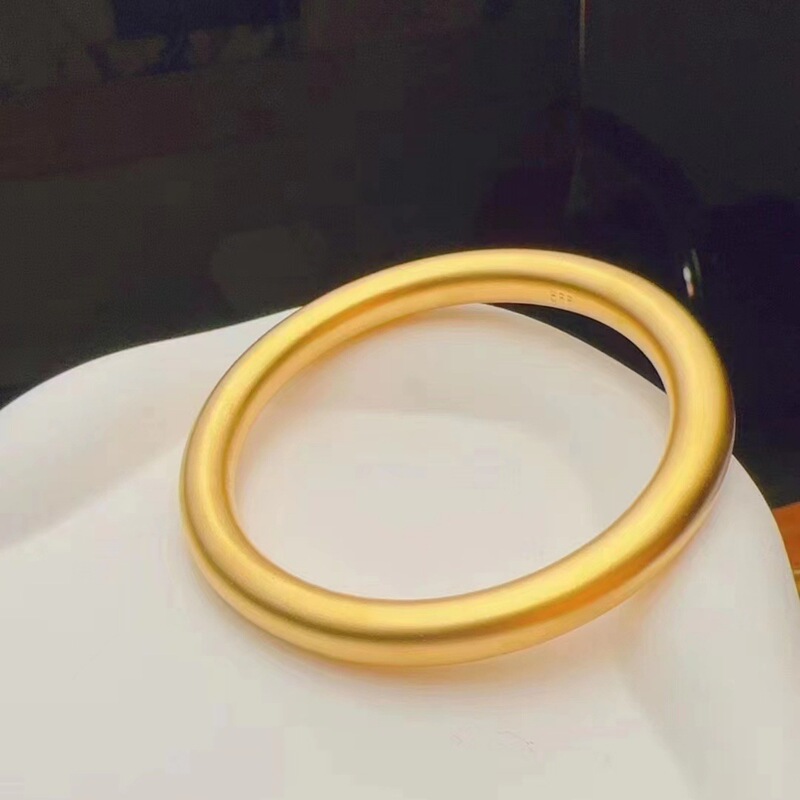 Sand Gold Jewelry, Ancient Heritage Plain Ring Bracelet for Women, Simulated Gold Thick Solid Niche High-End Wedding Bracelet