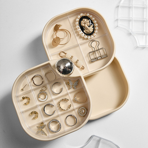 Multi-layer rotatable bedroom cloakroom jewelry earrings hand jewelry box earrings necklace desktop storage box storage rack