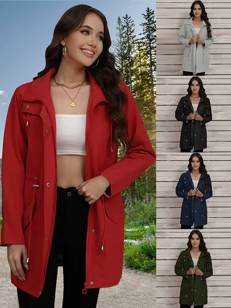 European and American Cross-border Amazon Spring and Autumn New Waist Slimming Hooded Jacket Jacket Women's All-match Casual Top