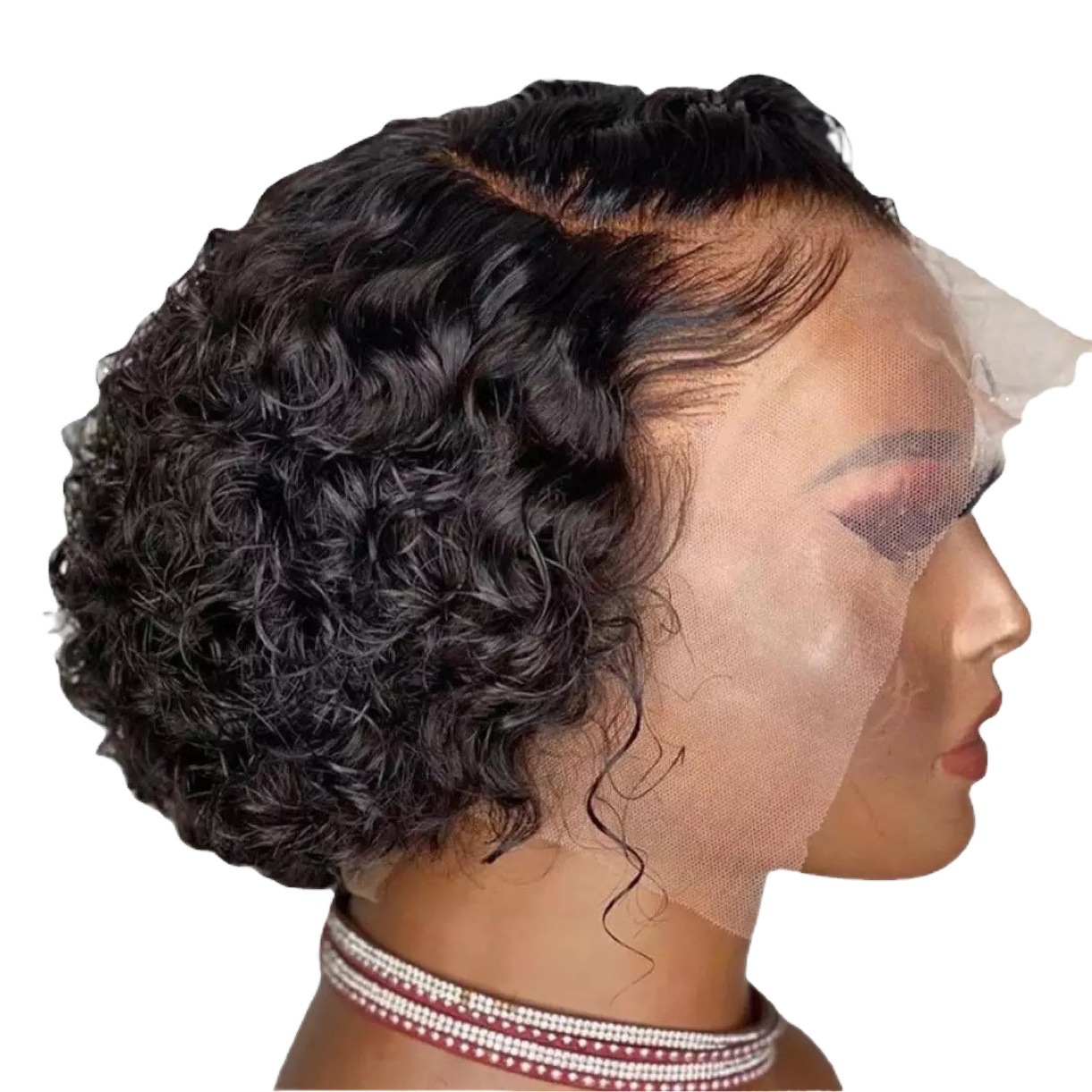 Peluca vendedora caliente transfronteriza Peluca corta de pelo rizado de las mujeres africanas envuelta a mano pequeño Pelo Rizado multicolor pelucas de duendecillo opcionales