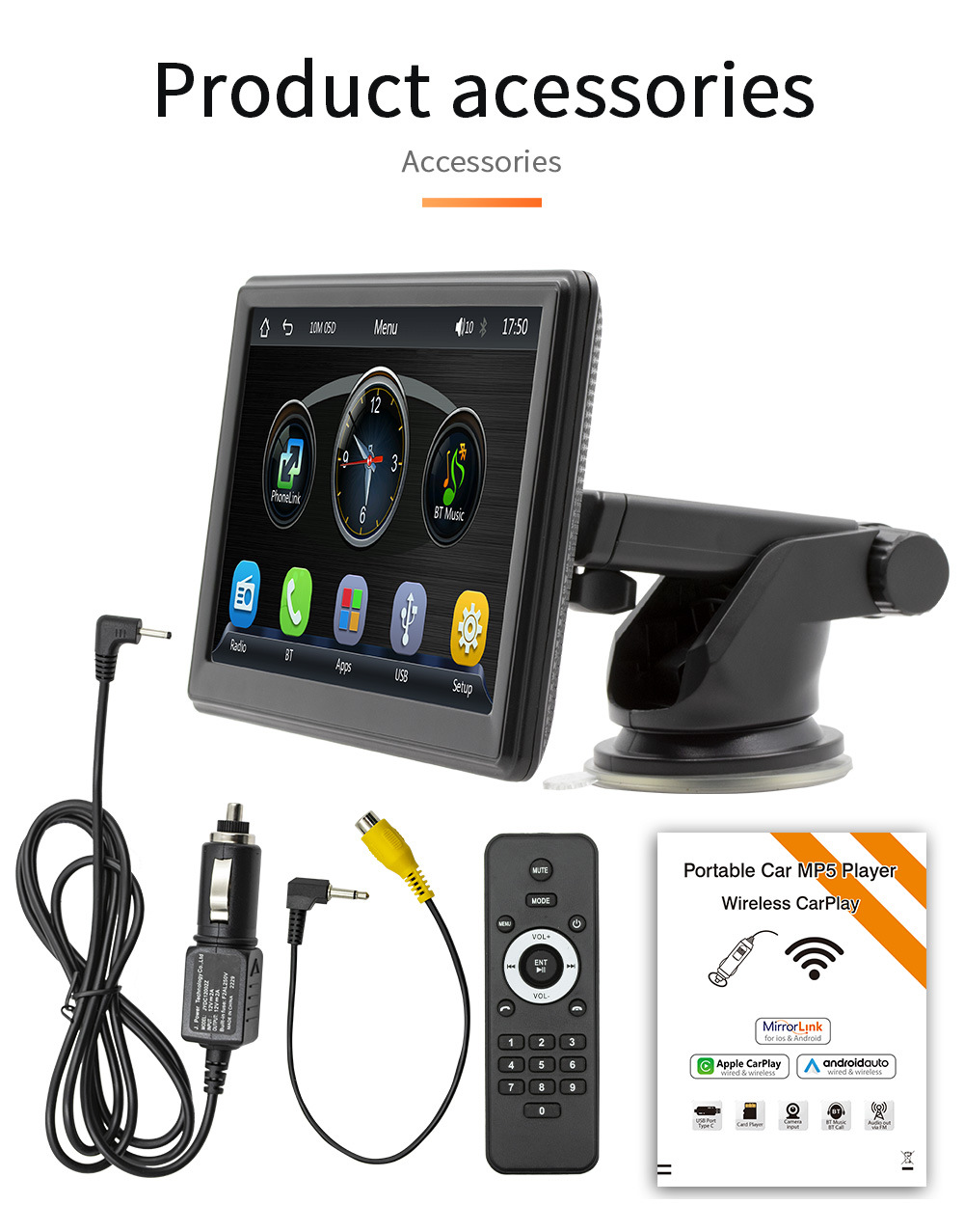 Cross-Border 7inch Car-Mounted Mp5 Display Player Carplay Android Auto Suitable for Car Reversing Images