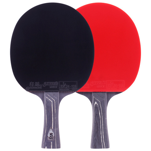 HONXIN StarDrill Black Shine Table Tennis Racket - Penhold/ shakehand version, double side anti-glue, 7-layer pure wood blade, scarlet red, with racket cover