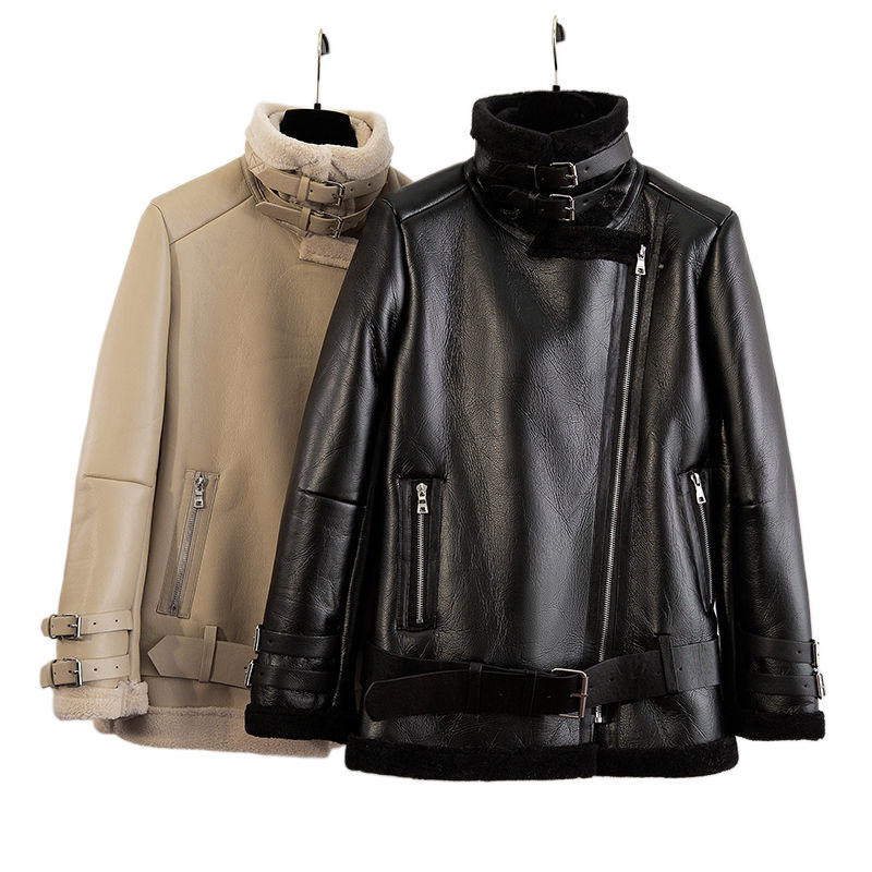 양고기 양모 기모 두꺼운 모피 원피스 가죽 자켓 모조 겨울 느슨한 한국 스타일 새로운 느슨한 곰 옷 커플 옷