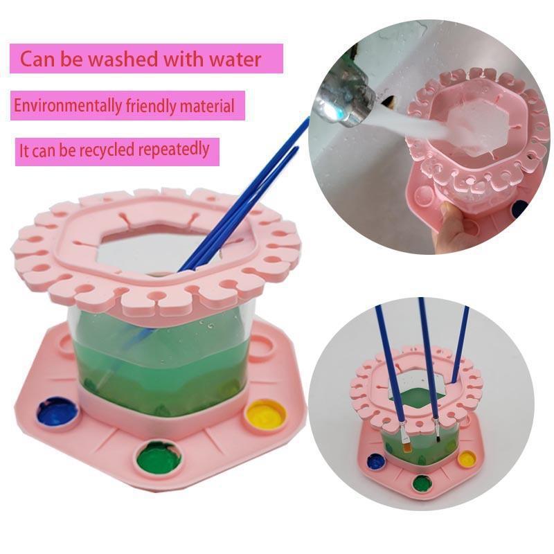 Cepillo limpiador hexagonal extraíble drenaje niños graffiti pintura pluma de silicona herramienta arte suministros