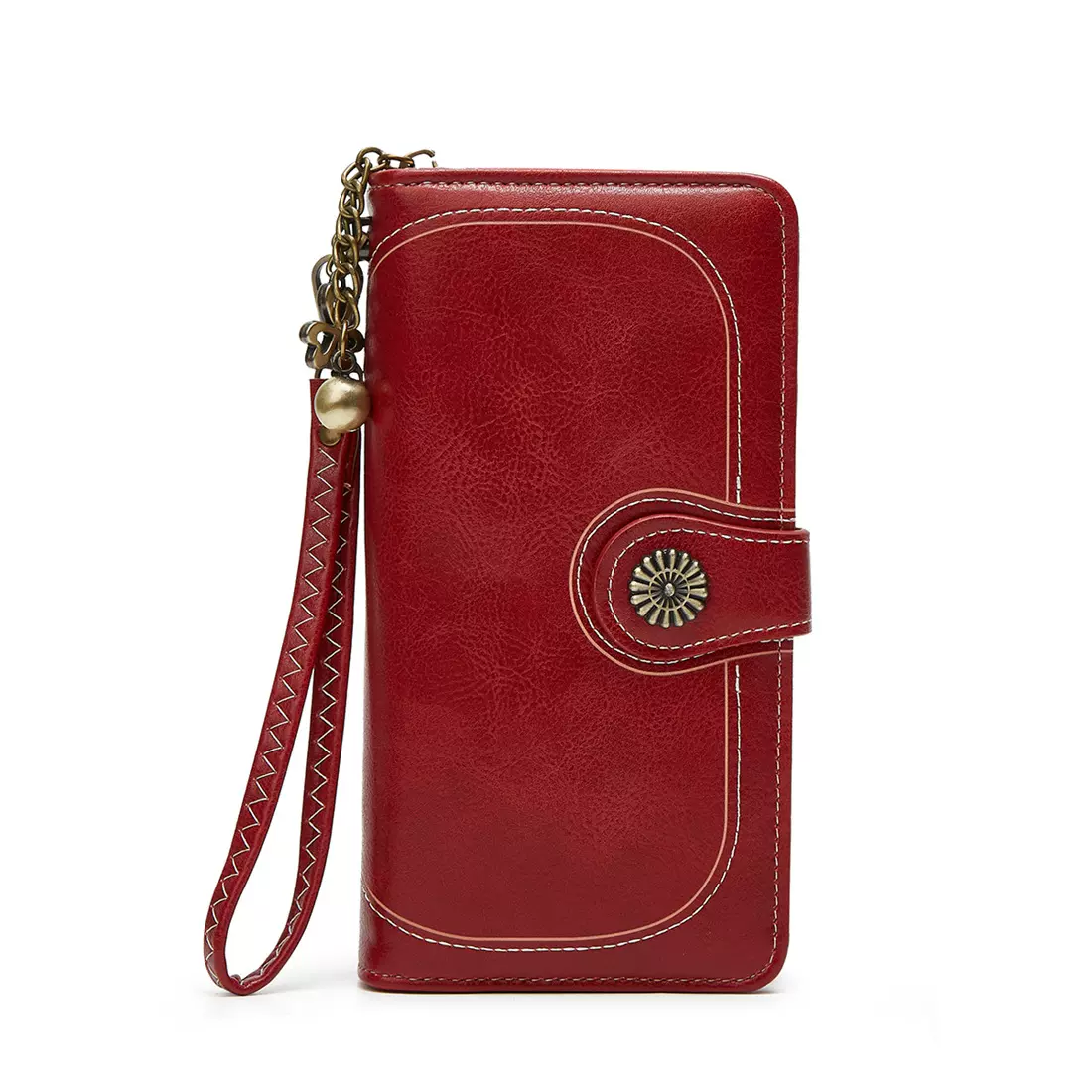 女式三折零钱包手机包长款拉链油皮手拎包时尚卡包新款硬币包Y170