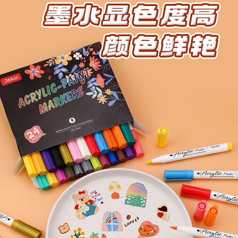 Marcador de acrílico 36 traje de color suave cabeza agua tiza DIY marcador de piedra de tarjeta negro caliente marcador a base de agua