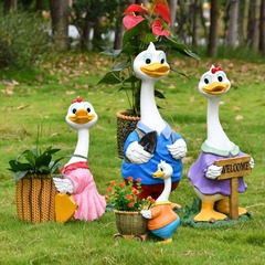 創意的な漫画のアヒルの動物の花のかめの庭園の景観の彫刻の屋外の花園の庭のベランダの装飾の植木鉢の置物