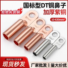 DT铜鼻子接线端子电线铜线鼻子镀锡堵油铜接头25/35/50平方铜线耳