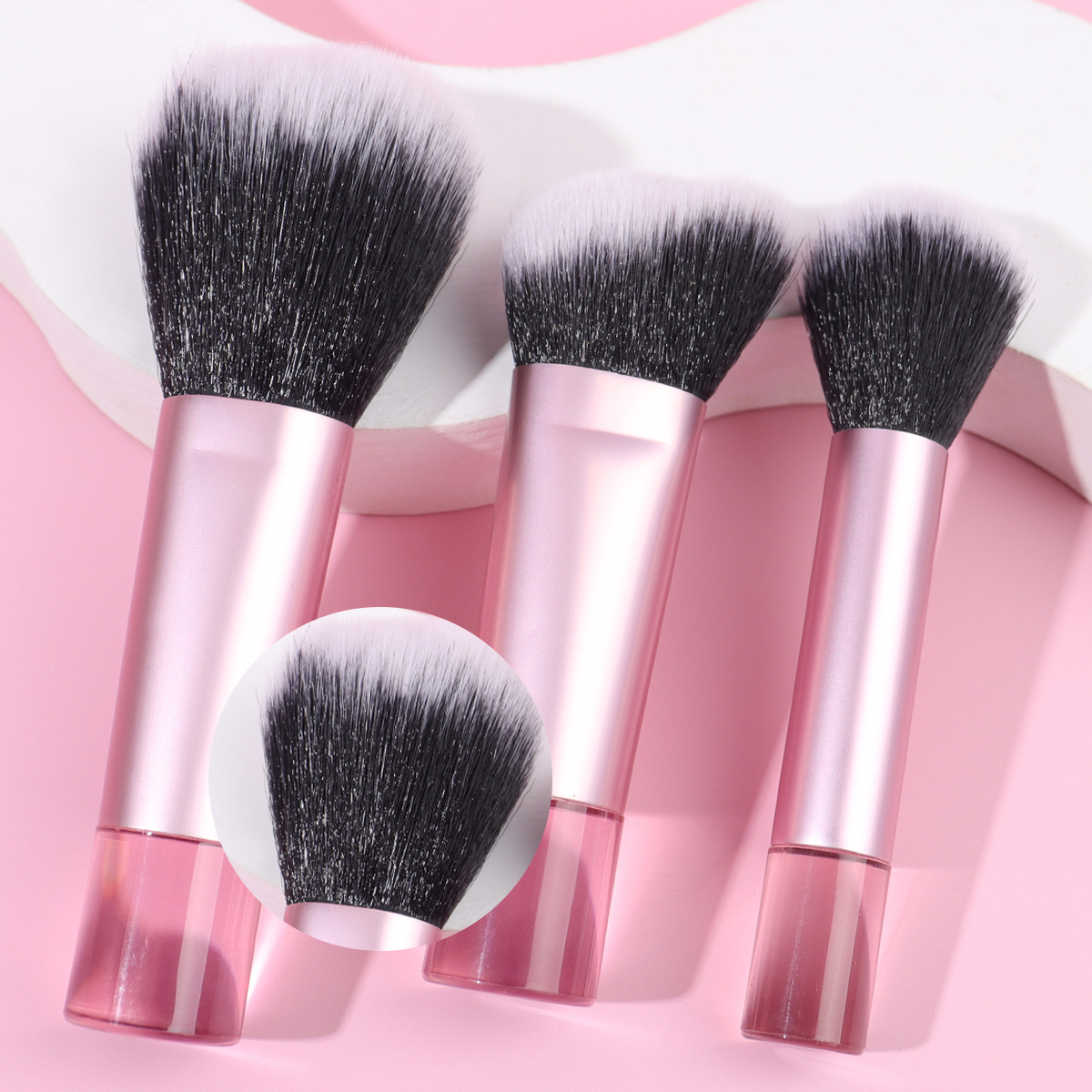 Transfronterizo 10 mini cepillo de maquillaje conjunto de mango transparente de barra corta cepillo de pintura portátil a granel cepillo de mejora personalizado cepillo de blush