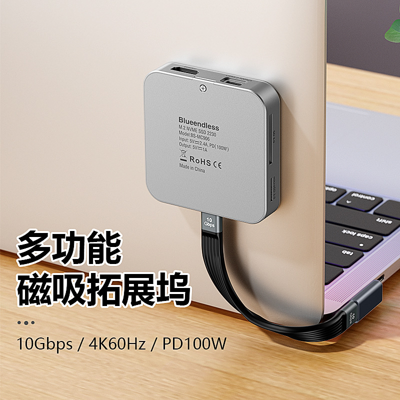 M.2 Magnetic Solid State Drive Box 2230Nvme Hard Drive Expansion Dock 4K High-Definition Sd Card Reader Usb3.2 Expander