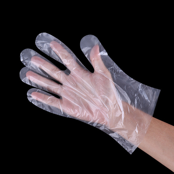 Disposable transparent plastic gloves