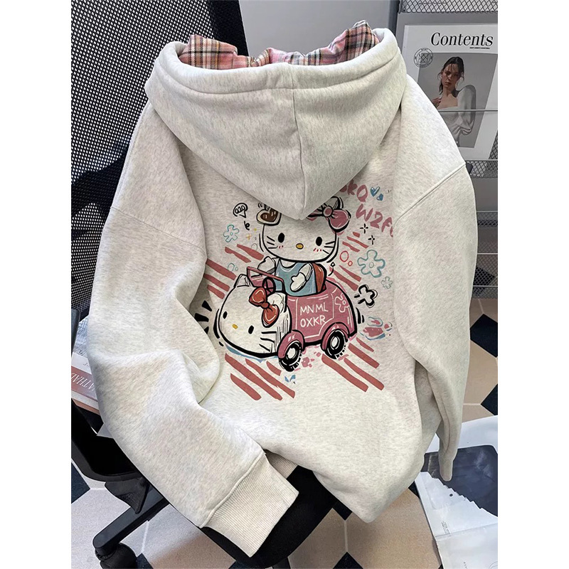 Imitation Cotton Composite 2026 New Popular Hellokitty Cartoon Sweatshirt Women's Jacket Sweet Hooded Cardigan Imitation Cotton Composite 2026 New Popular Hellokitty Cartoon Sweatshirt Women's Jacket Sweet Hooded Cardigan