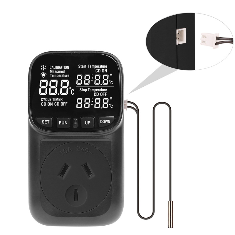 Black Shell Backlight Australian Standard Temperature Control Socket Countdown Temperature Control Switch Controller Fish Tank Pet Heating Thermostat