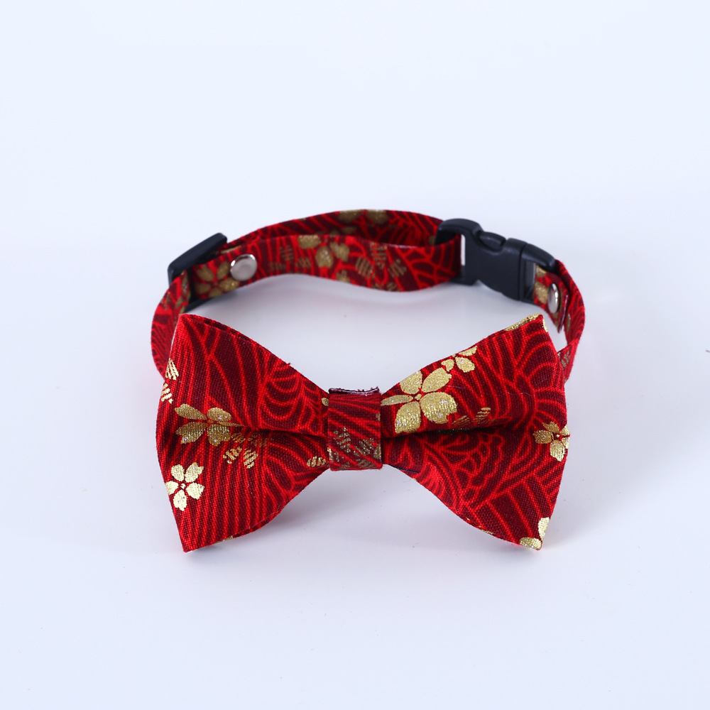Mascotas gatos collar de corbata de estilo chino Fu linterna gatos palo accesorios de brazalete de cártamo Set de Año Nuevo de primavera