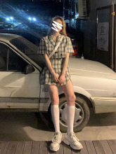 纯欲风甜辣妹小西服套装裙女夏季盐系酷女孩穿搭炸街连衣裙两件套