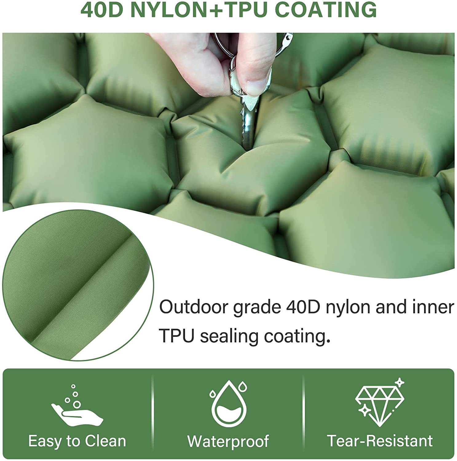 Description Picture 5 of itemOutdoor Camping Inflatable Mattress Sleeping Pad With Pillows Ultralight Air Mat Built In Inflator Pump Hiking