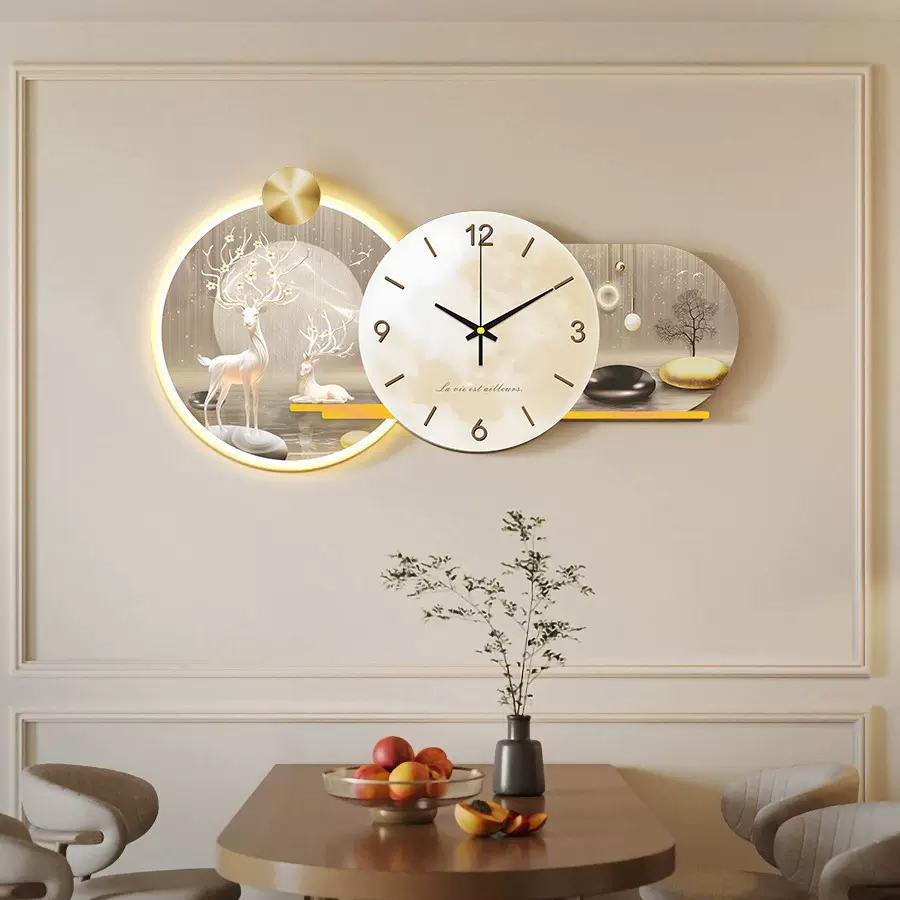 跨境创意钟表挂钟客厅简约欧式轻奢家用钟表时尚装饰挂墙静音时钟