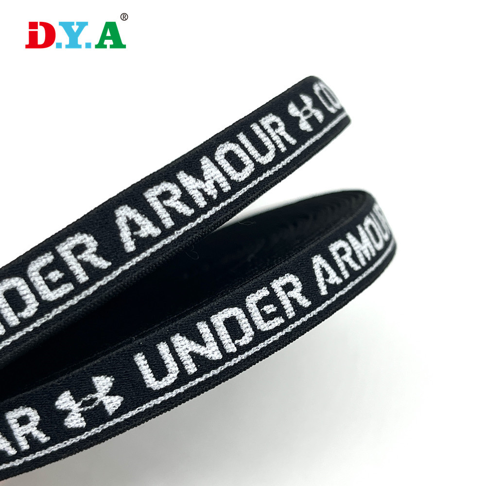 1cm黑底白字电脑提花字母文胸内衣肩带弹力松紧带服装辅料织带