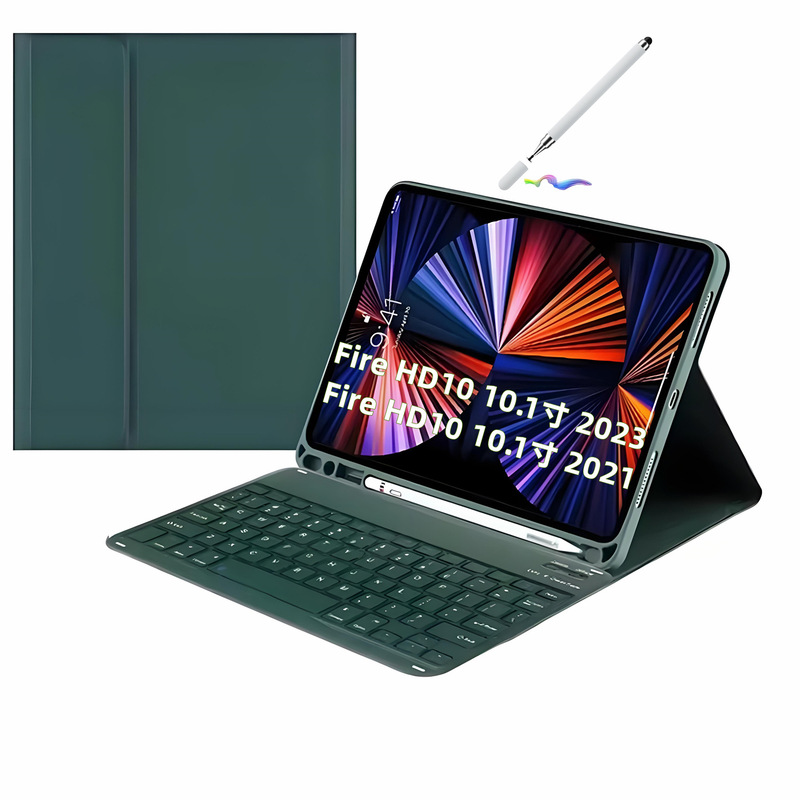 Suitable for Amazon Firehd10 Protective Case 10Plus Tablet Protective Case Touch Bluetooth Keyboard Pen Slot Suitable for Use