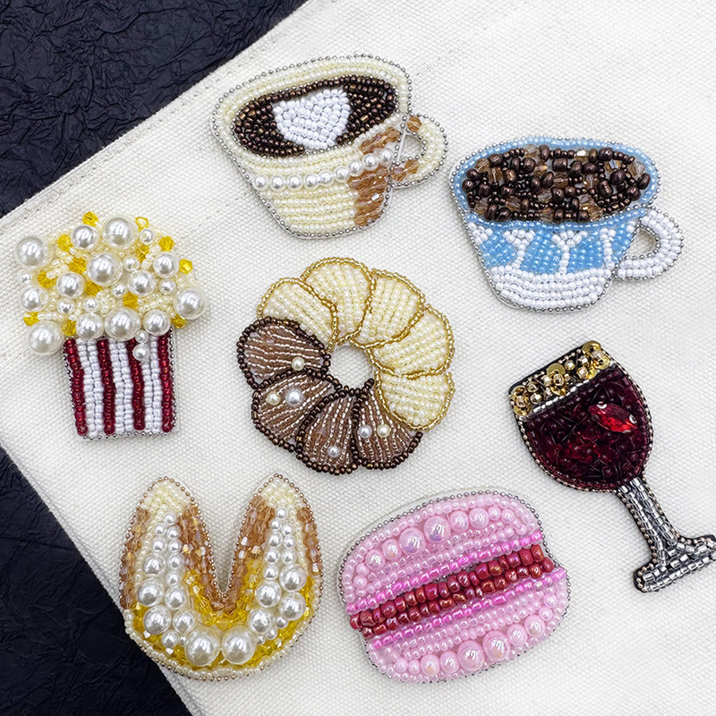 Pure hand-stitched popcorn doughnut teacup dessert clothing cloth stickers jewelry shoes hat decorative patch accessories