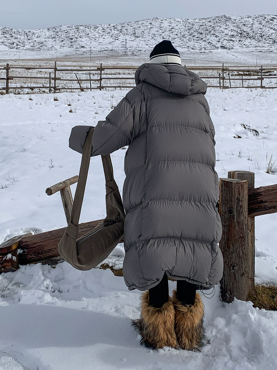 Зимний длинный пуховик, корейский стиль, максимальная длина