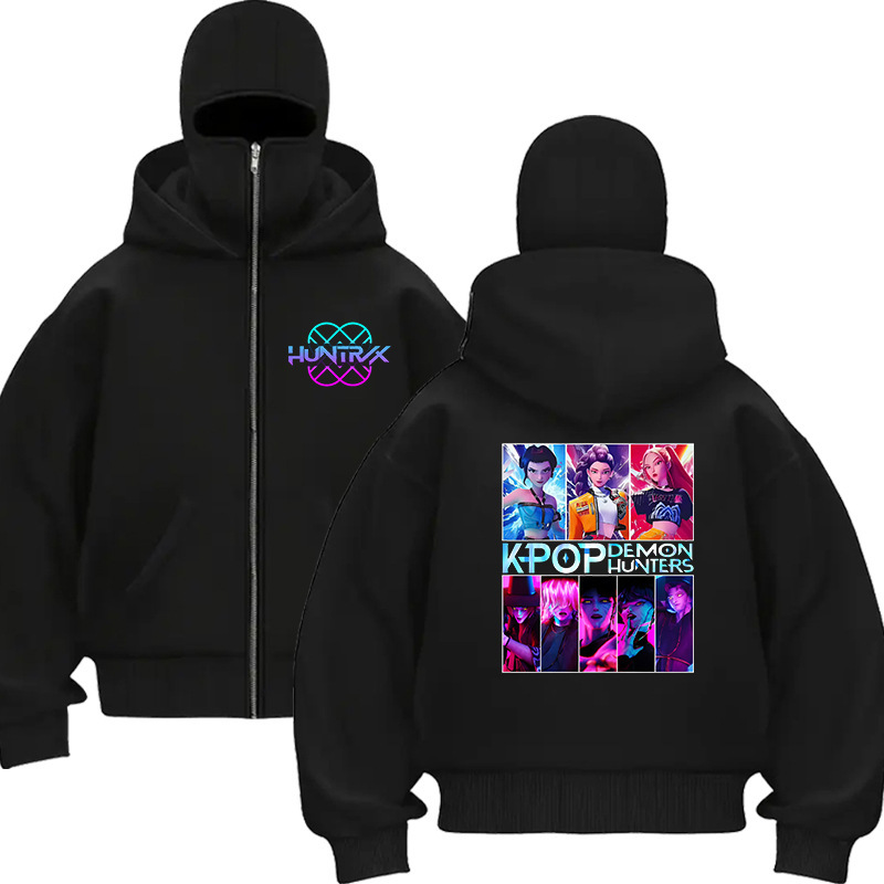 Cross-Border Hot-Selling Anime Print American-Style Jacket with Double Hood, Balaclava Zipper Hoodie 0906-2