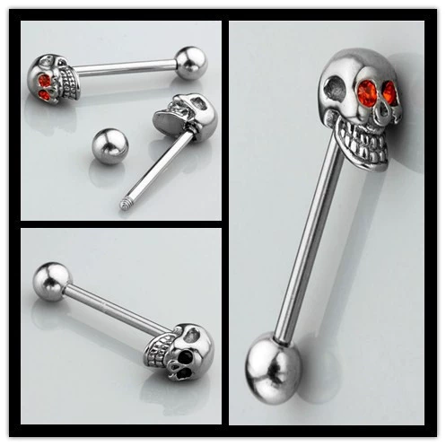Серьги из нержавеющей стали, пирсинг языка, череп, новая коллекция