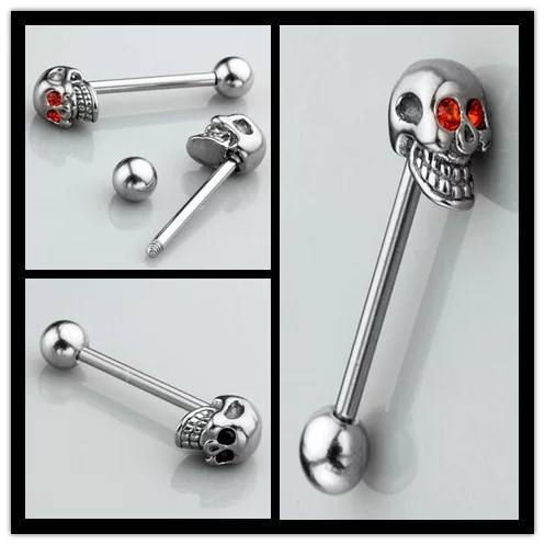 Серьги из нержавеющей стали, пирсинг языка, череп, новая коллекция