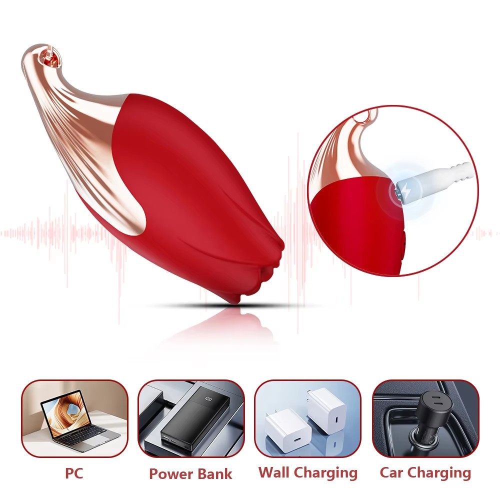 Rose Dolphin Vibrating Ring Necklace, Wearable Egg with Silicone Body and Quiet Motor — detail image 14