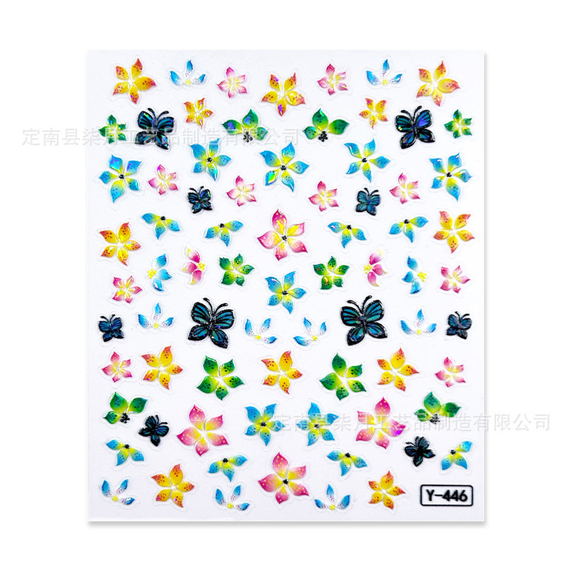 シェル光沢のあるガラスリボンネイルアートステッカー 5d レリーフ立体花かわいい落書きウェアラブルネイルステッカー|undefined