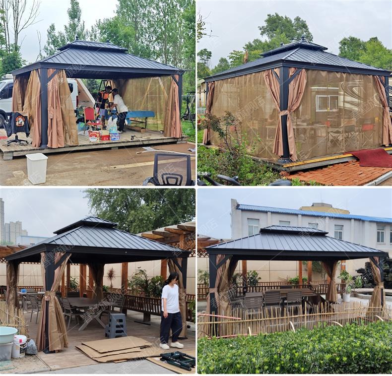 High-End Outdoor Pavilion Garden Terrace Aluminum Alloy Courtyard Leisure New Chinese-Style Pavilion Villa Courtyard Outdoor Sunshade