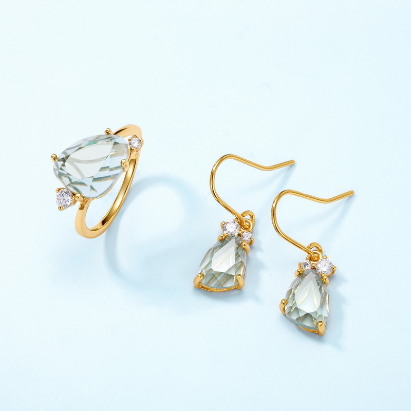 Recolección de calor transfronteriza, lujo ligero, lujo atmosférico, gancho de oreja de circonio de color caramelo S925, pendientes de cristal sintético con incrustaciones de plata, personalización simple y de moda