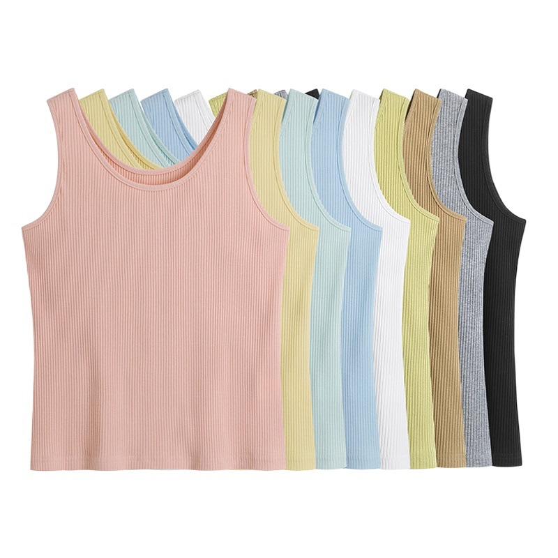 Orange | Summer New Fat mm Plus Size Women's Clothing Multi-Color Basic Drainage Knitted Bottoming Vest Suspbottomer 61870