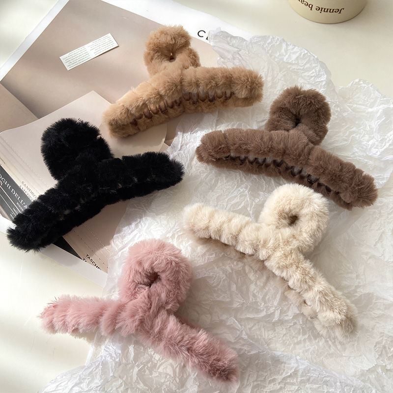 Plush grab clip Premium sense large Autumn/Winter clip Cross Hair Grab Hairpin Shark Clip Clip Cute hair clip