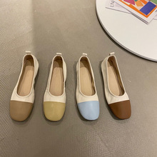 皮鞋女单鞋平底豆豆2025年新款春夏百搭白色浅口软底奶奶春秋鞋子