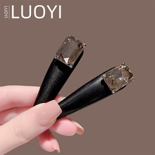 2025年超柔高端发夹皮革水晶掰掰夹鸭嘴夹女刘海侧边夹子新款发饰