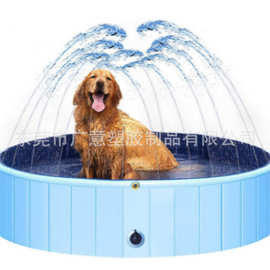跨境热销夏季户外宠物洗澡池加厚pvc充气宠物喷水池产地货源可D制