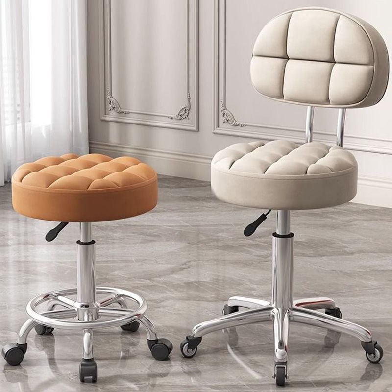 Beauty Stool with Wheels, Adjustable Height, Professional Stool for Hairdressing and Barber Shops, Salon-Specific Swivel Chair, Manicurist Chair with Backrest, Round Chair