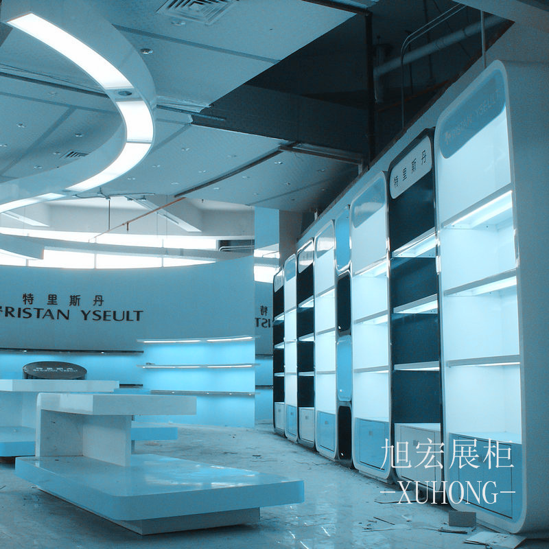 广州定制展柜厂家 商用儿童玩皮具展示柜 烤漆弧形展台按需订做