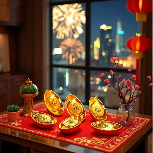 New Year decorations, figurines, ingots, treasure pots, savings banks, shopping mall shapes, hotel scene arrangements, window displays, office decorations