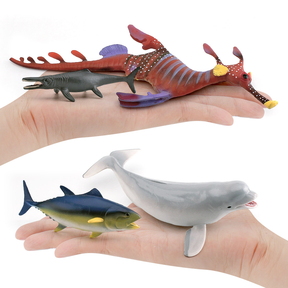 Simulación transfronteriza animal marino blanco ballena tiburón hierba hailong delfín atún taman dragón modelo adornos estáticos